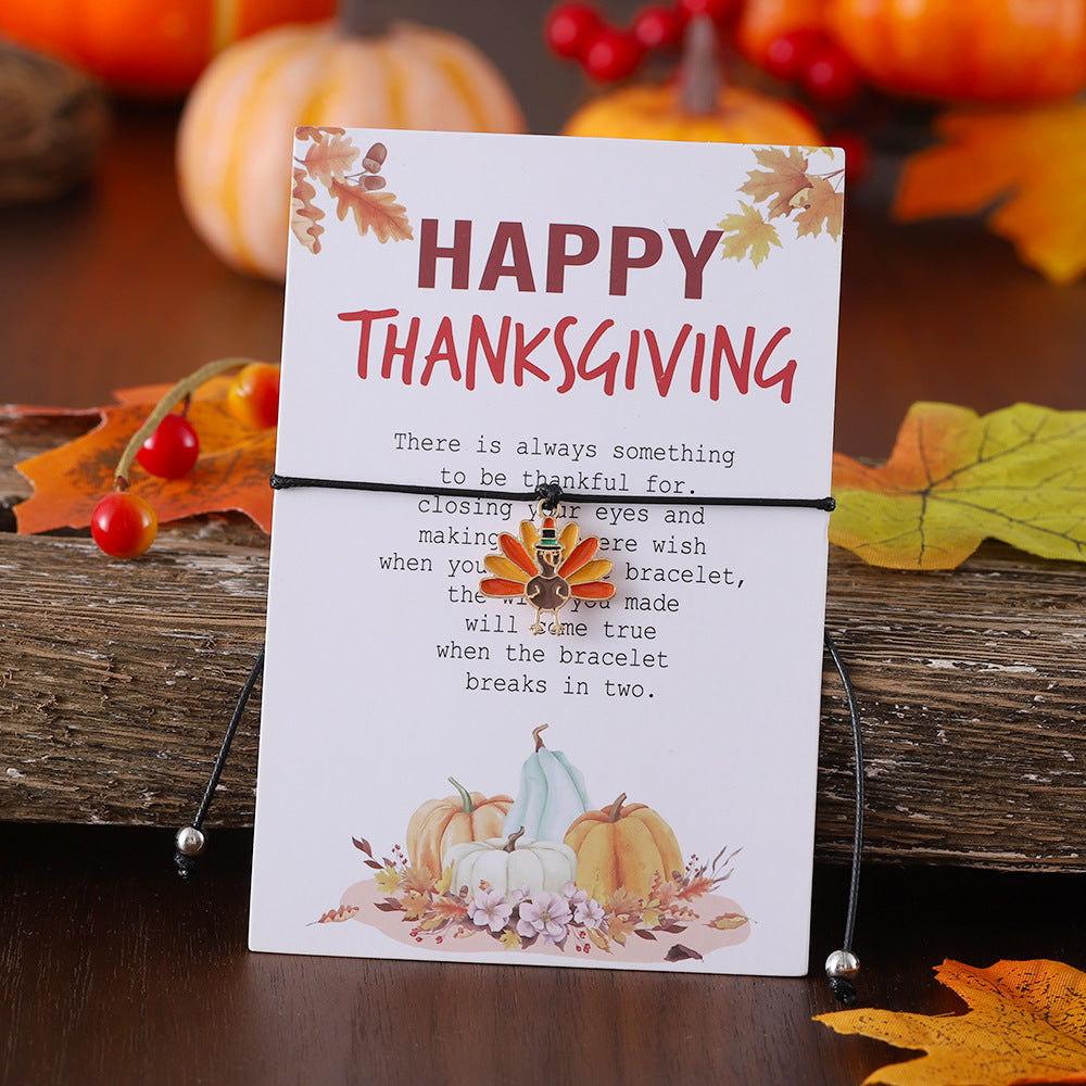 Wholesale Thanksgiving Maple Leaf Turkey Pine Cone Bracelet