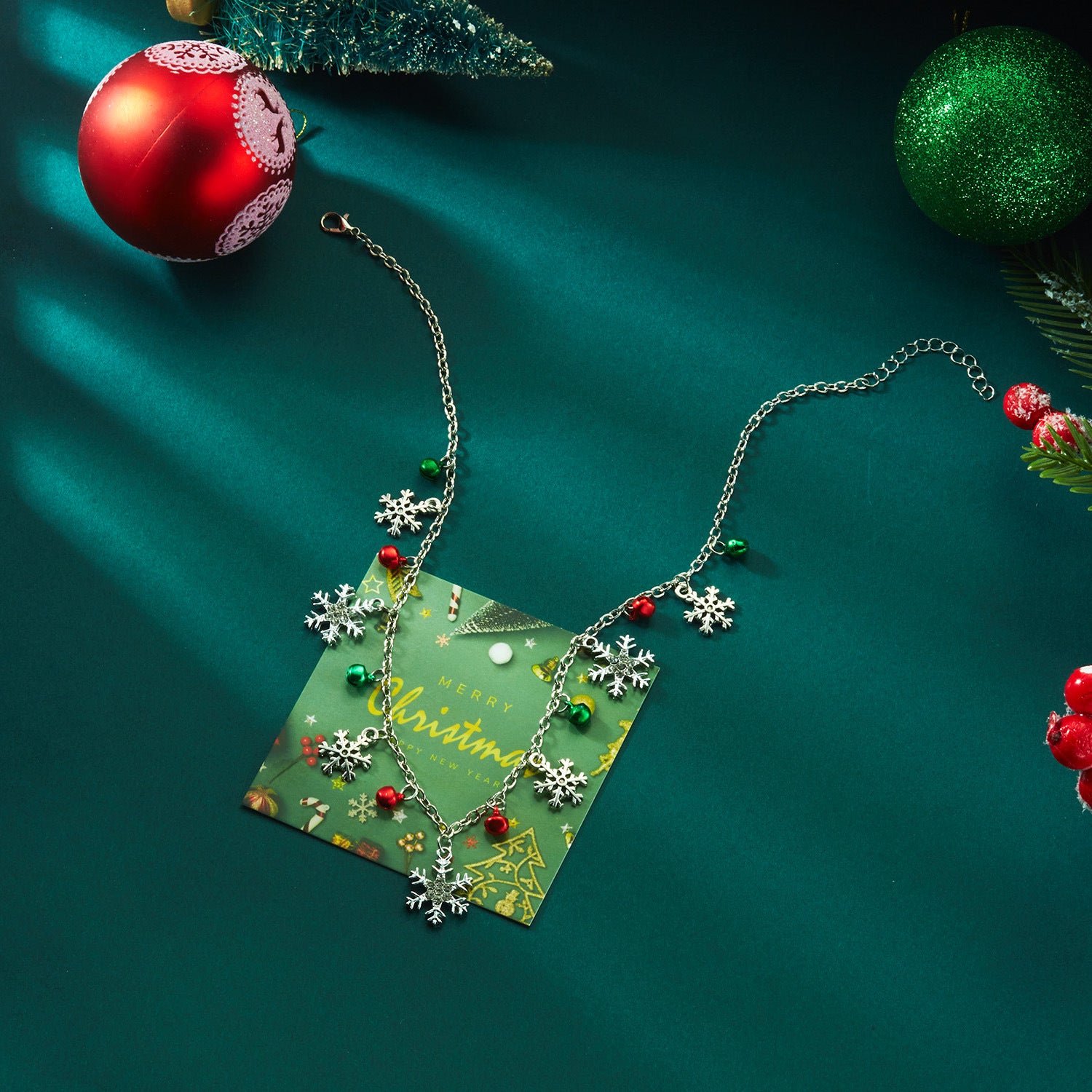 Wholesale Christmas Bell Snowflake Necklace Bracelet Set