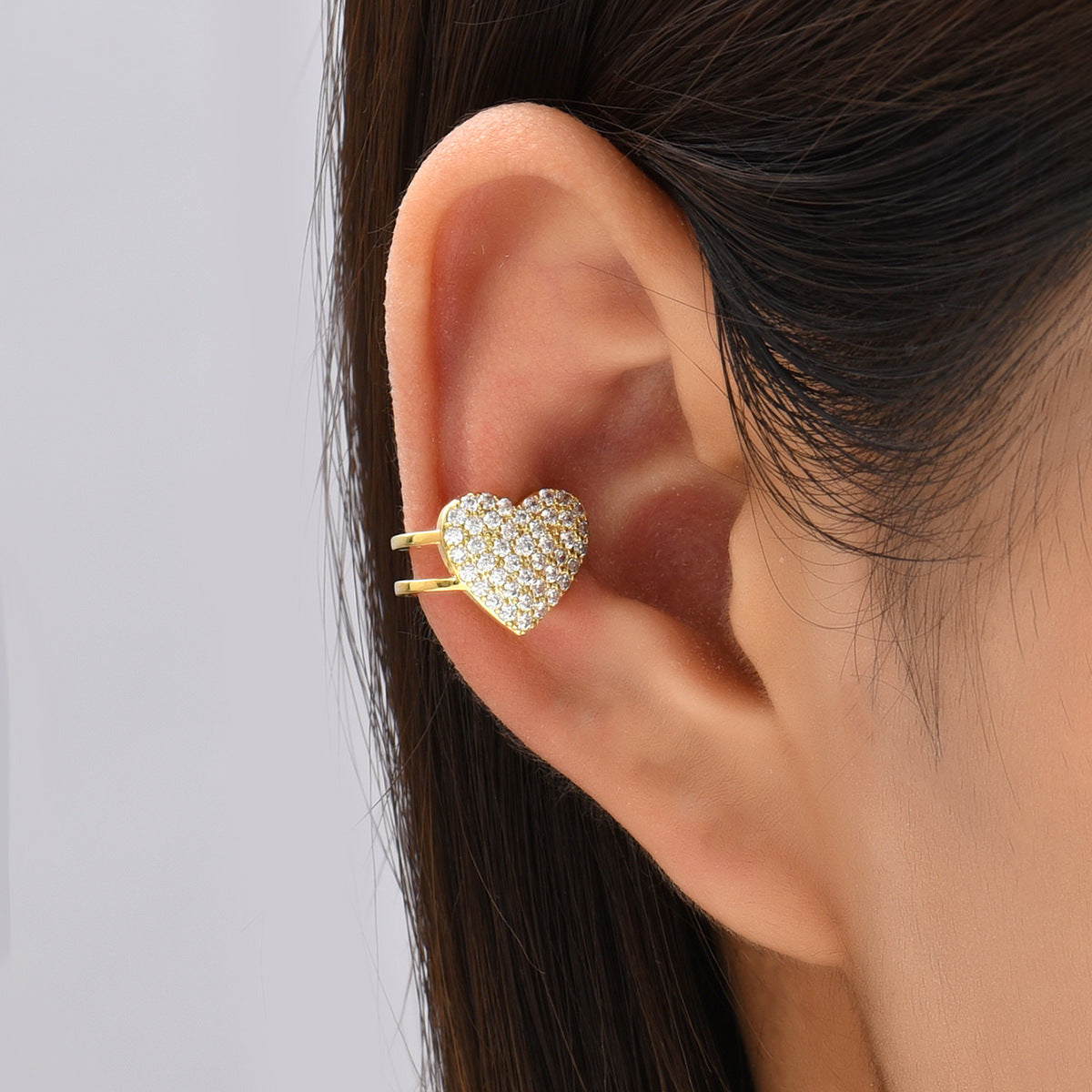 Wholesale  creative love full diamond ear clip  earrings