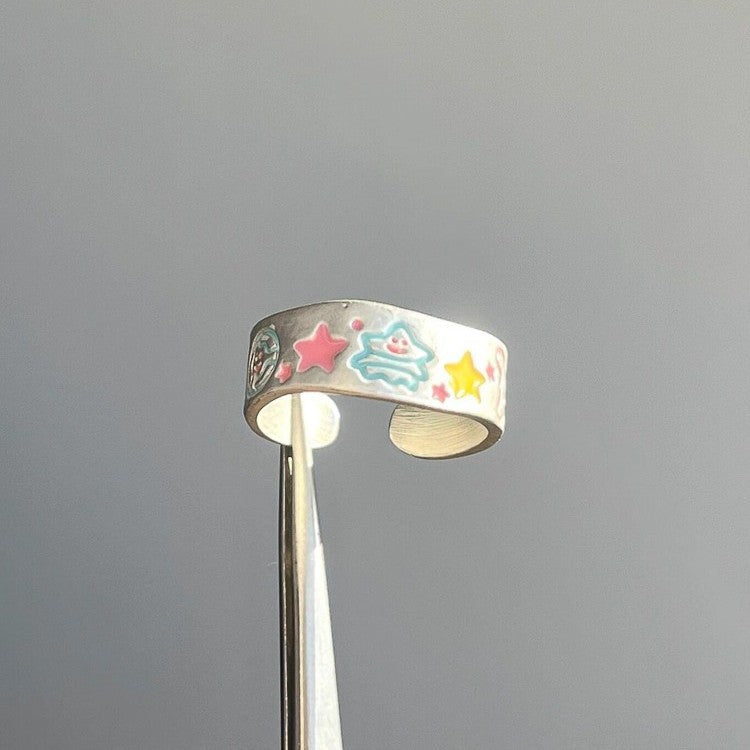 Wholesale Painted Christmas tree doodle matte ring