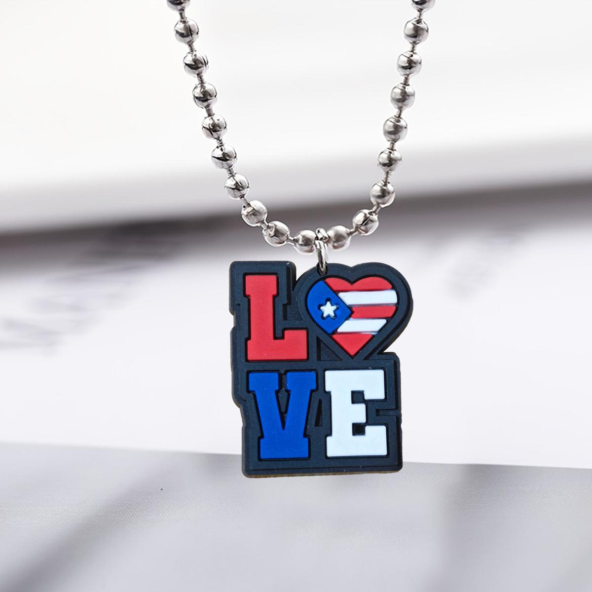 Wholesale Stainless steel American Independence Day Series Small Bead Necklace