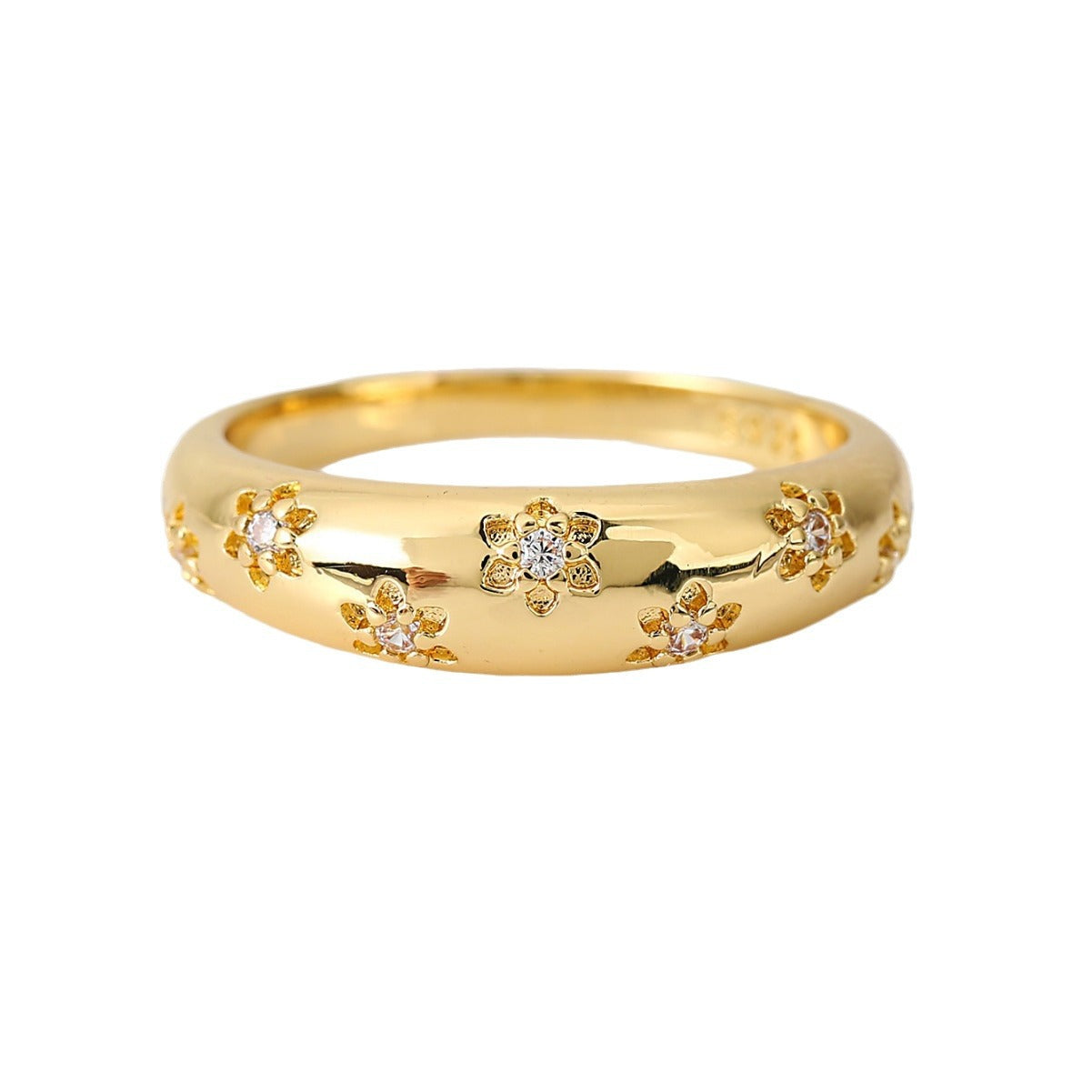 Wholesale Fashion Light Luxury Copper Inlaid Zircon Flower Ring