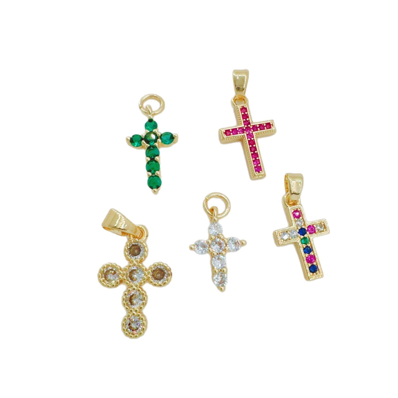 Wholesale Fashion Cross Pendant,  Copper Plated Gold,  European Style Jewelry Accessory for Daily Wear