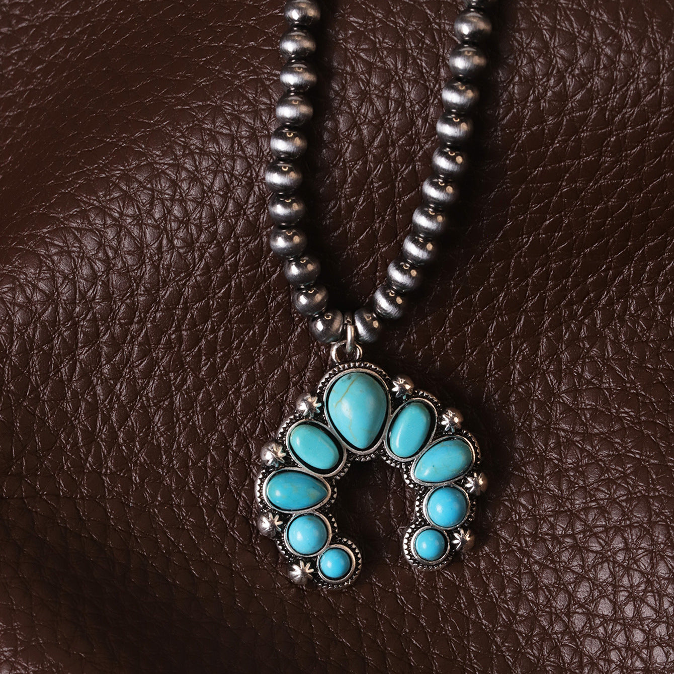 Wholesale Western Cowboy Turquoise Beaded Stackable Necklace,  Trendy Layering Jewelry Accessory