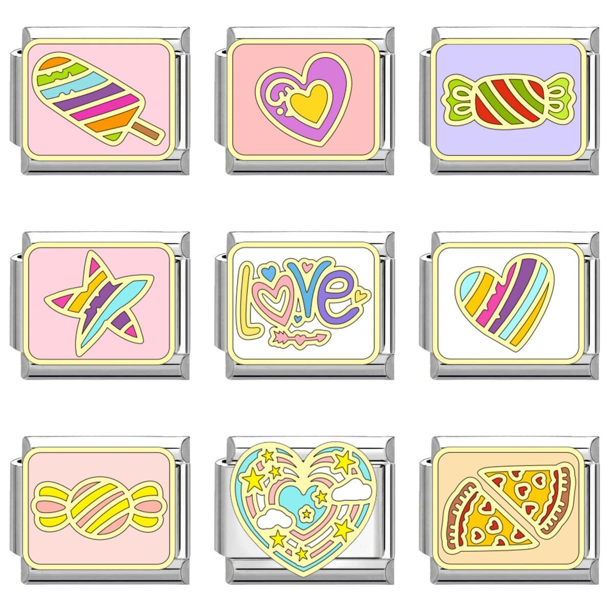 Wholesale Stylish DIY Italian Charms Bracelet Rainbow Heart Candy Design Titanium Steel Jewelry Accessory For Everyday Wear And Boutique Resale
