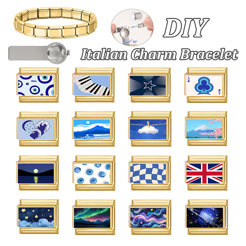 Wholesale Italian Style Blue DIY Modular Bracelet Fashion Accessory for Party Gift