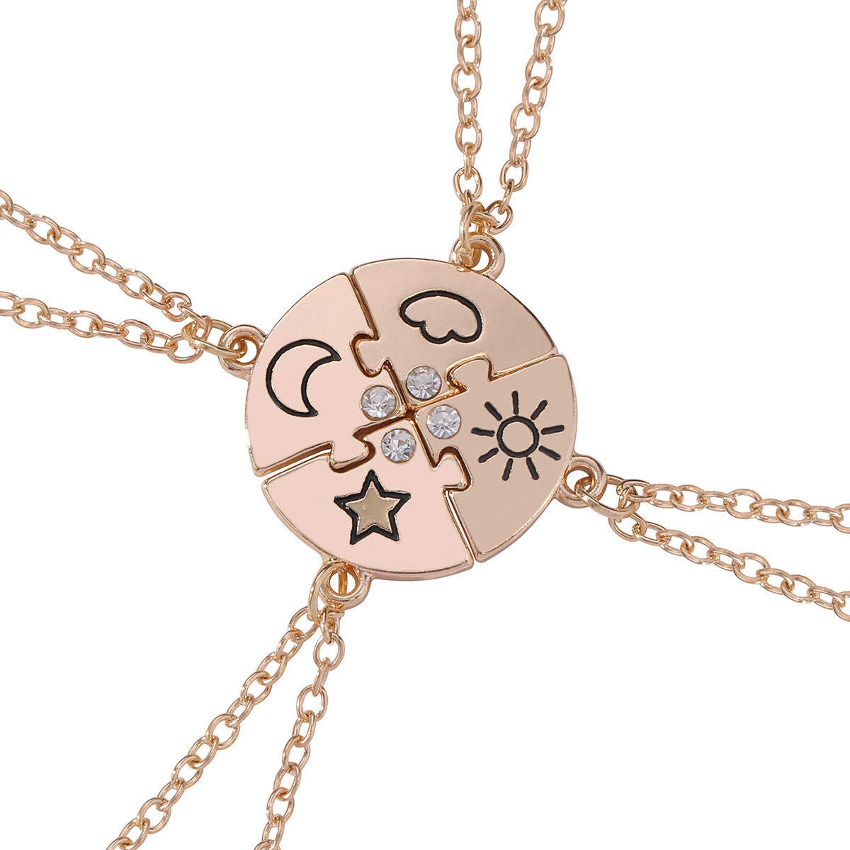 Wholesale star moon sun cloud four piece stitching good friend long necklace