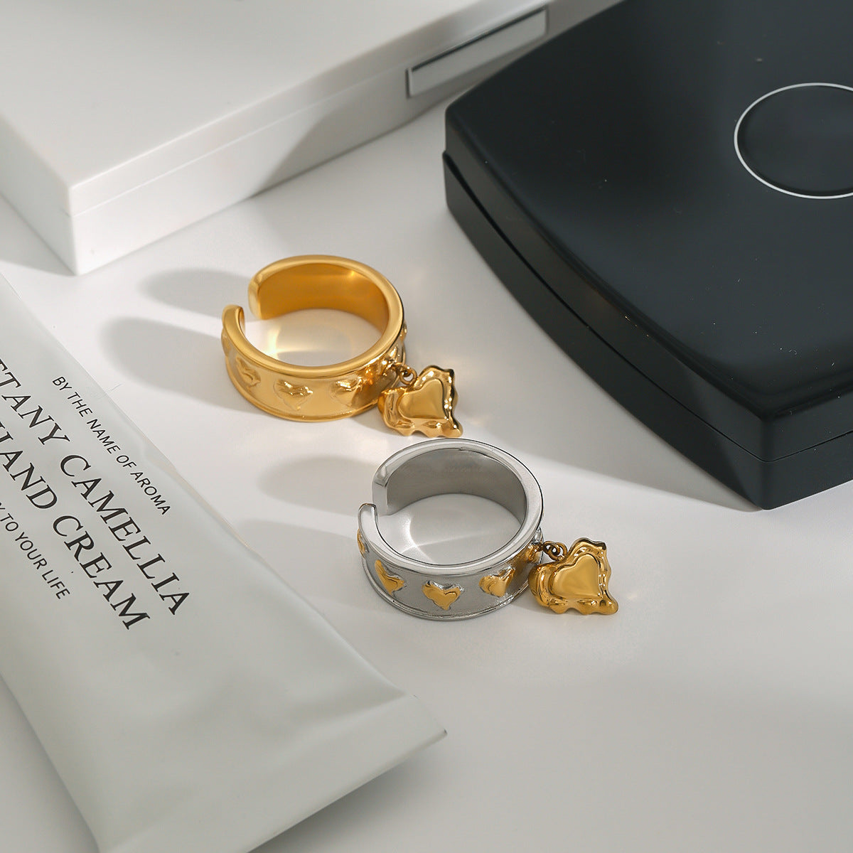 Wholesale 18k gold stainless steel color matching cross asymmetric opening ring