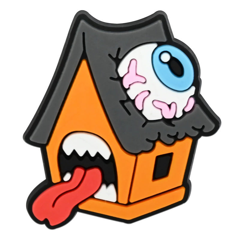 Decorazione casuale all'ingrosso della fibbia della scarpa in gomma morbida in PVC serie zucca da 100 pezzi