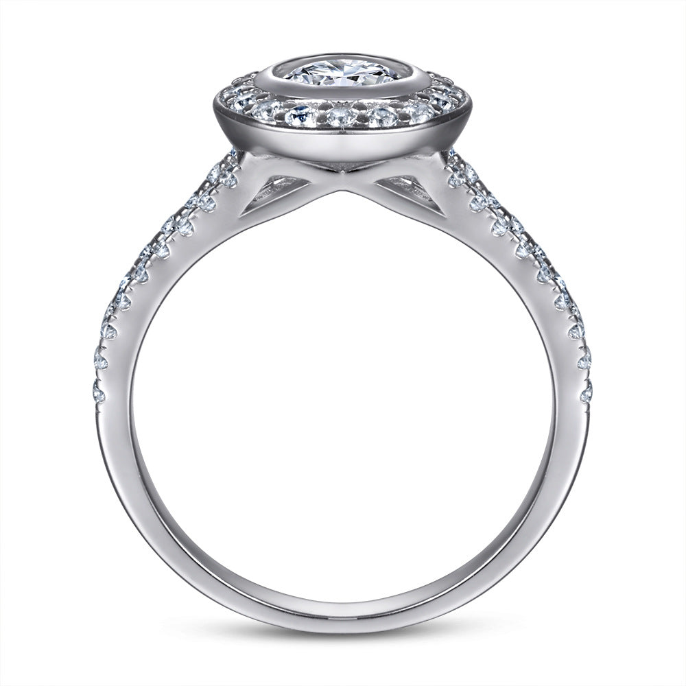 Wholesale  925 sterling silver ring jewelry classic Square row diamond wedding ring