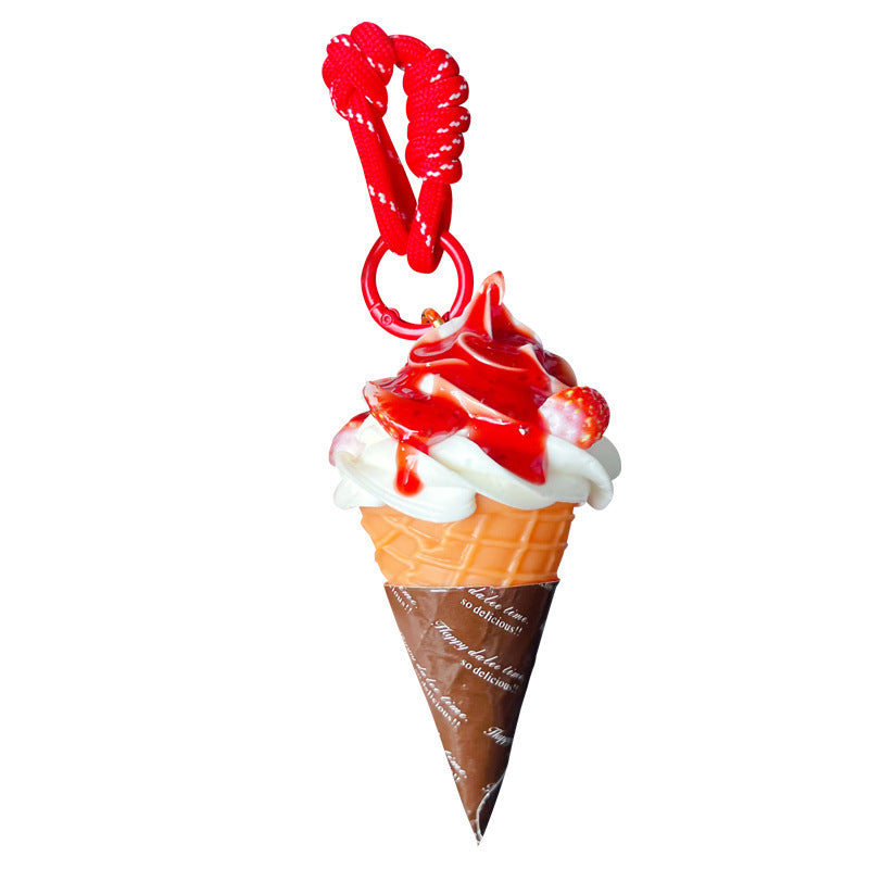 Wholesale Simulated Ice Cream Cone Keychain,  Chic Decorative Bag Charm Gift