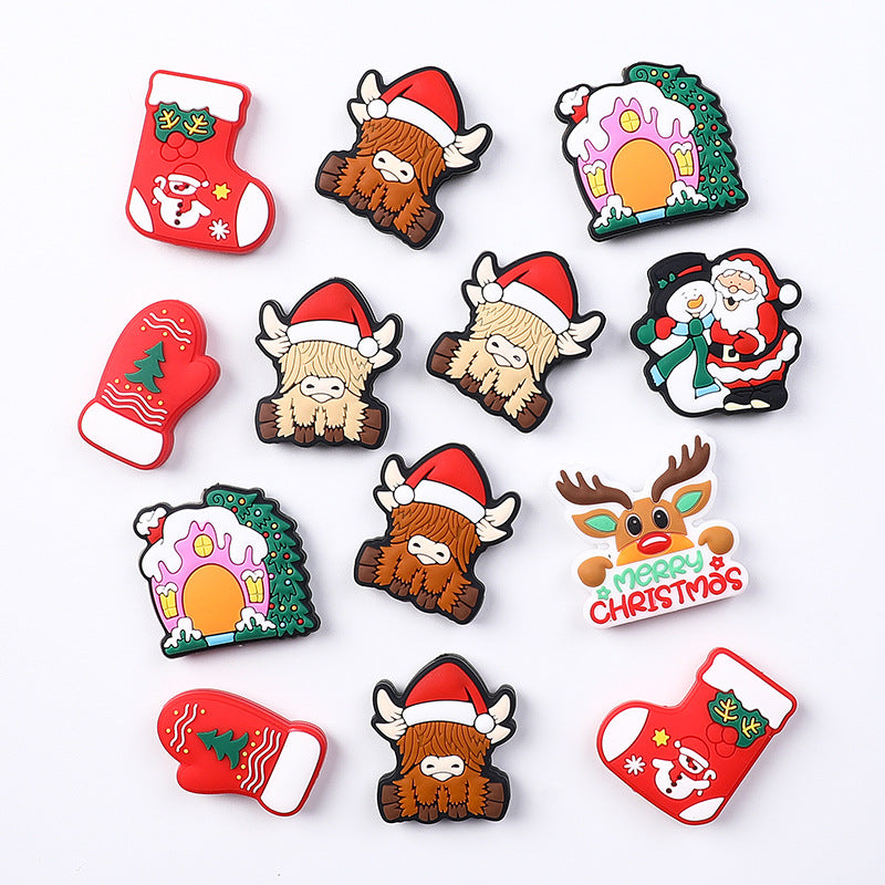 Wholesale 20pcs Christmas Santa Elk Silicone Focal Beads DIY Beaded Pen Accessories ACC-BDS-RongFa020