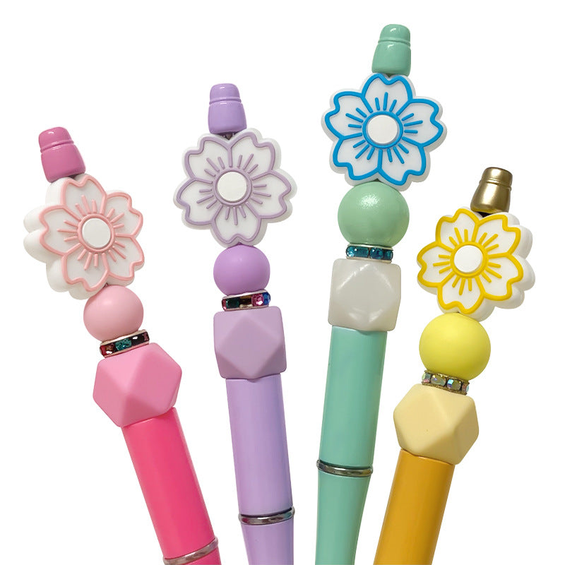 Wholesale Food Grade Silicone Cherry Blossom Teether Beads For Baby Teething DIY Craft Supply