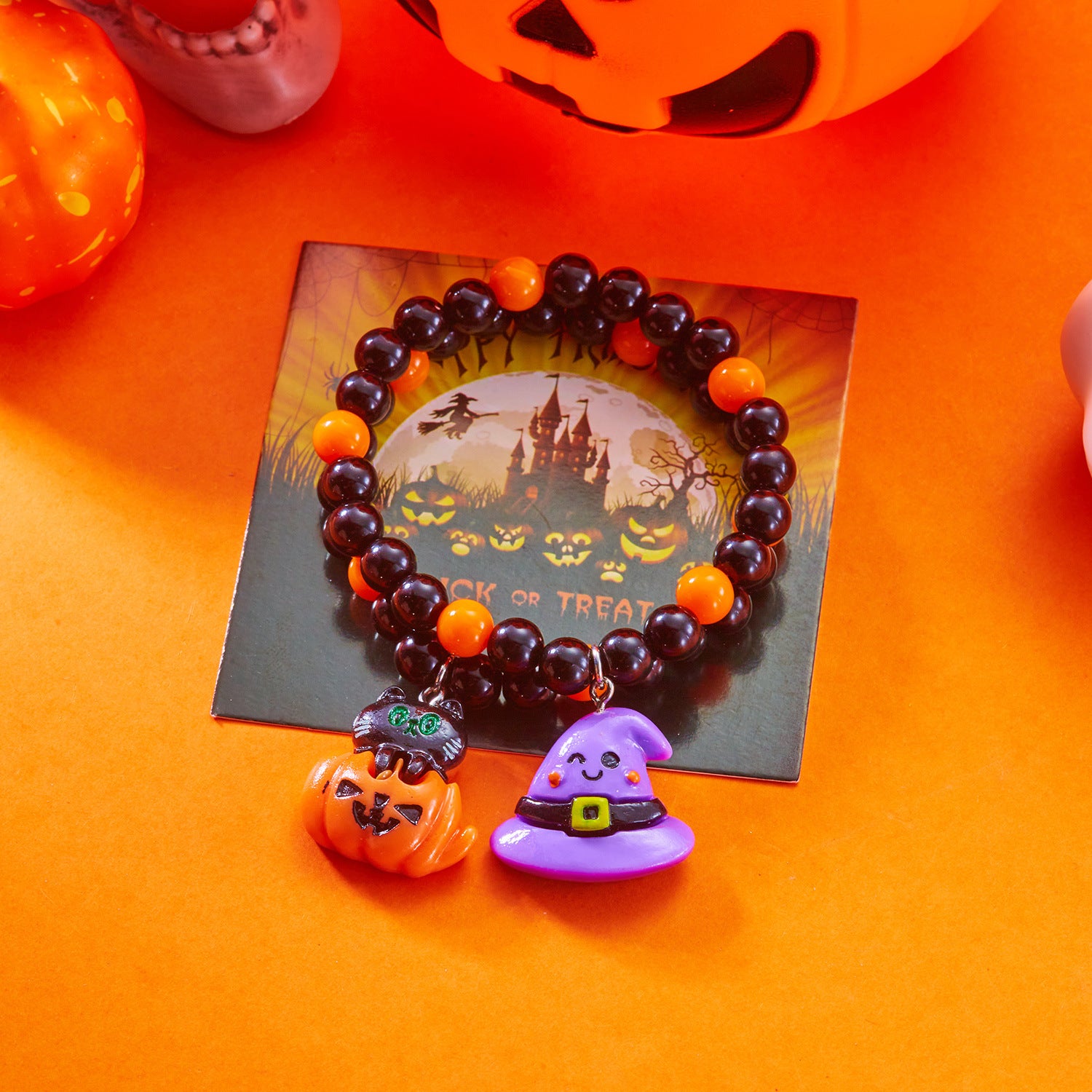 Wholesale  Halloween Pumpkin Cat Couple Bracelet