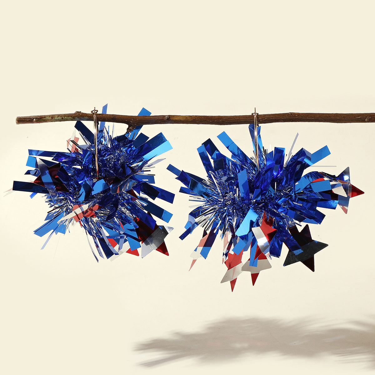 Wholesale U.S. National Day Independence Day Red White Blue Shiny Plastic Earrings