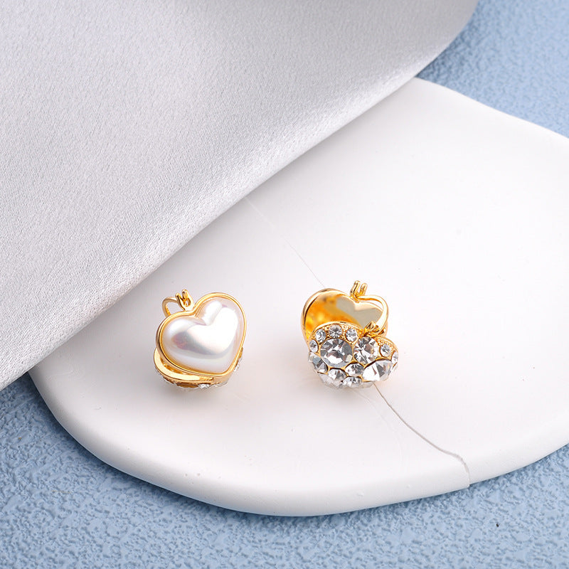 Wholesale Light luxury all-match Double-Sided Pearl plated 18K gold ear buckle