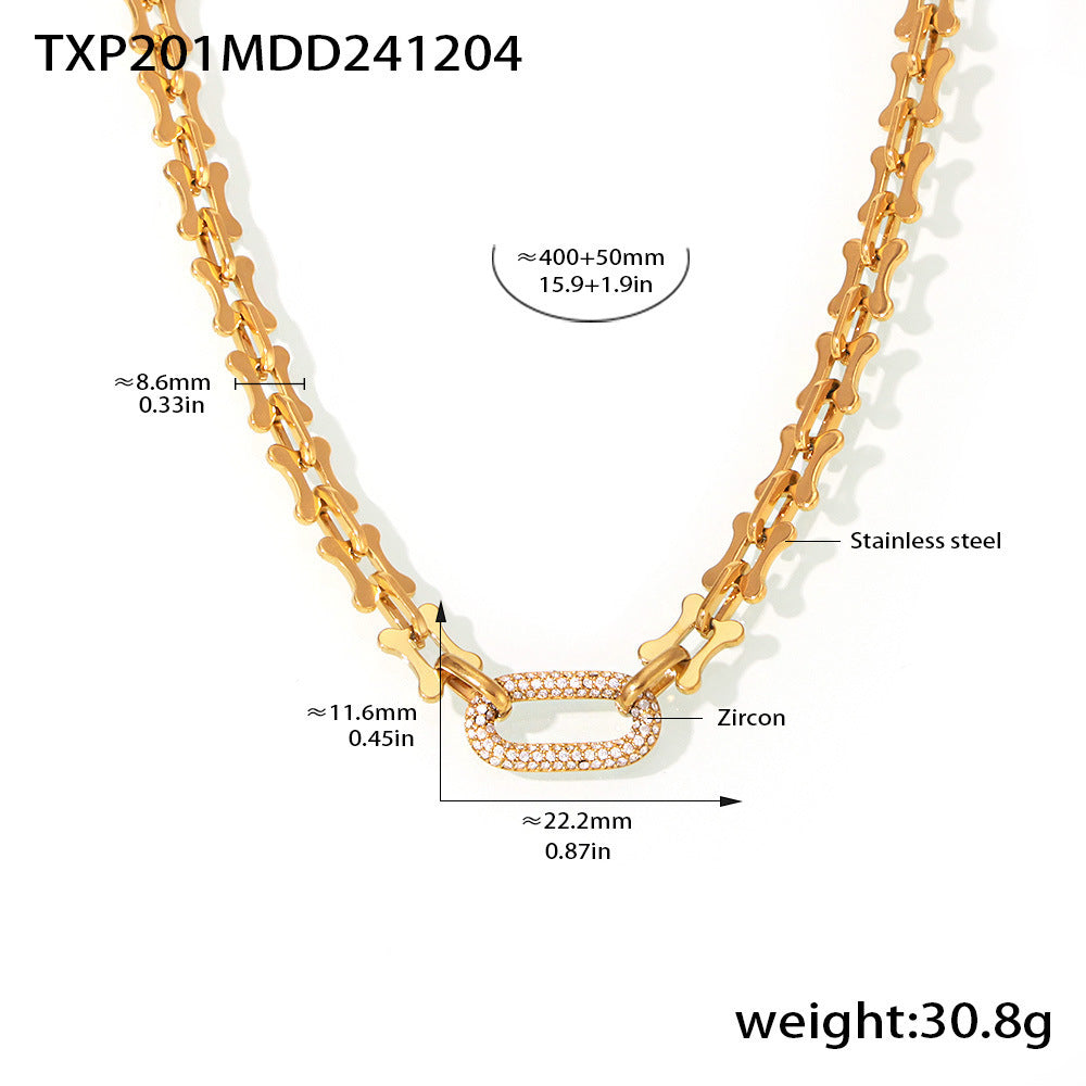 Wholesale  Stainless Steel Horseshoe Handmade Chain Micro Zircon Necklace Bracelet