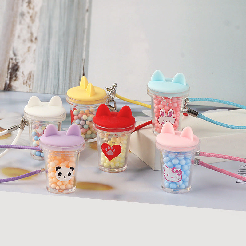 Wholesale Cute Mini Shake Cup Keychain Pendant Doll Accessories