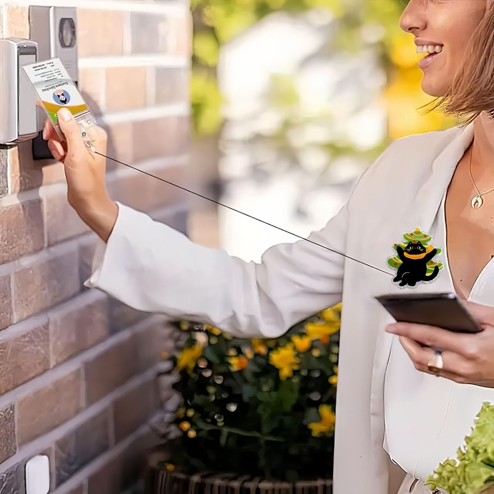 Wholesale Cute Christmas Black Cat Acrylic Glitter  Badge Reels