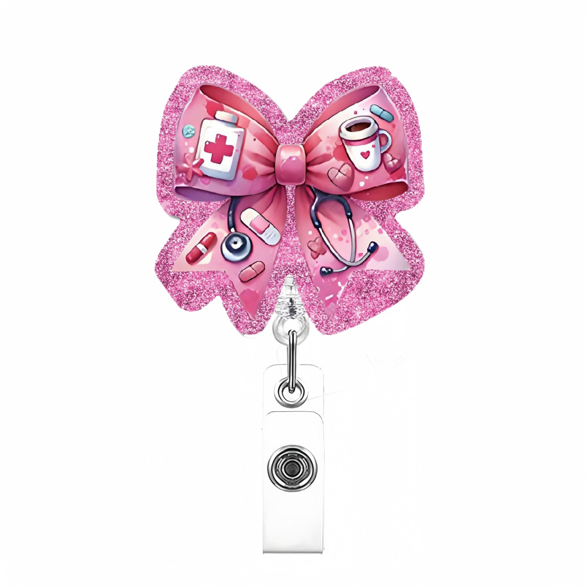 Wholesale Acrylic Bow Stethoscope Badge Reels Keychains