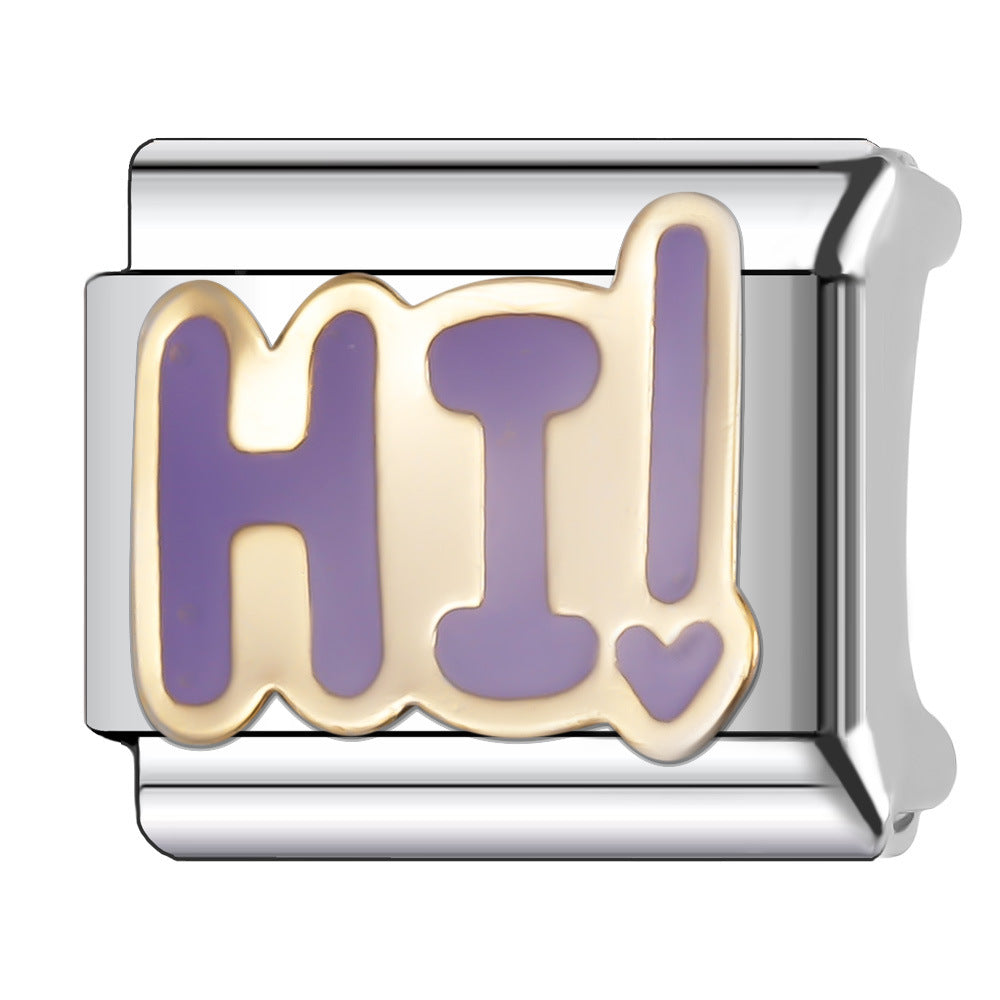 Wholesale Italian Charm Bracelet 9mm DIY Splicing English Retro Series Stainless Steel Composable Bracelet