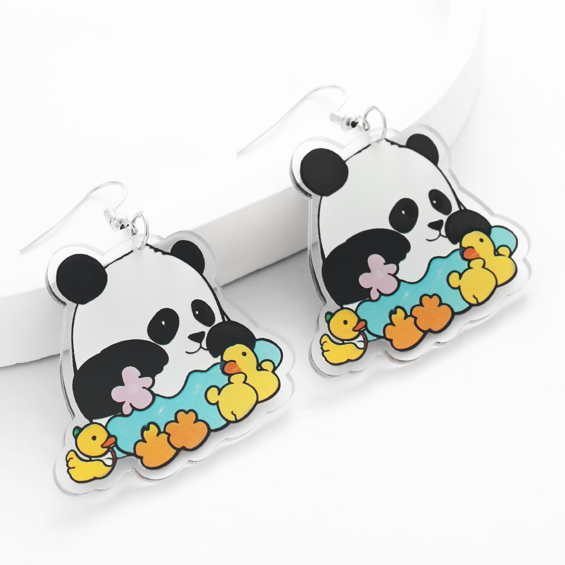Wholesale light luxury summer black and white red panda acrylic  earrings