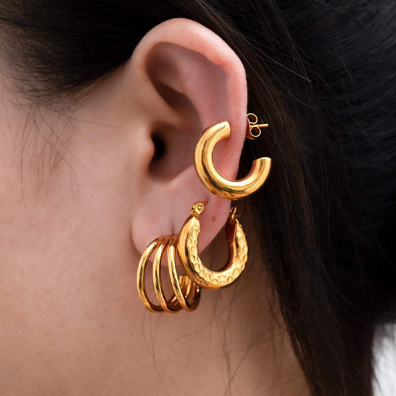 Wholesale  Gold combination suit stainless steel earrings