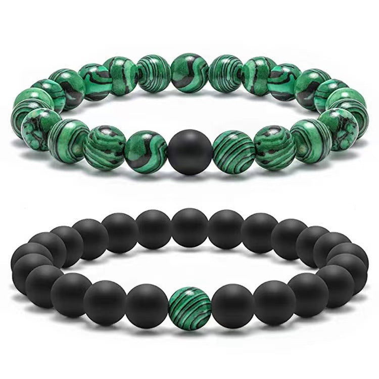 Wholesale matte black frosted malachite couple bracelet ACC-BT-Shuxin005