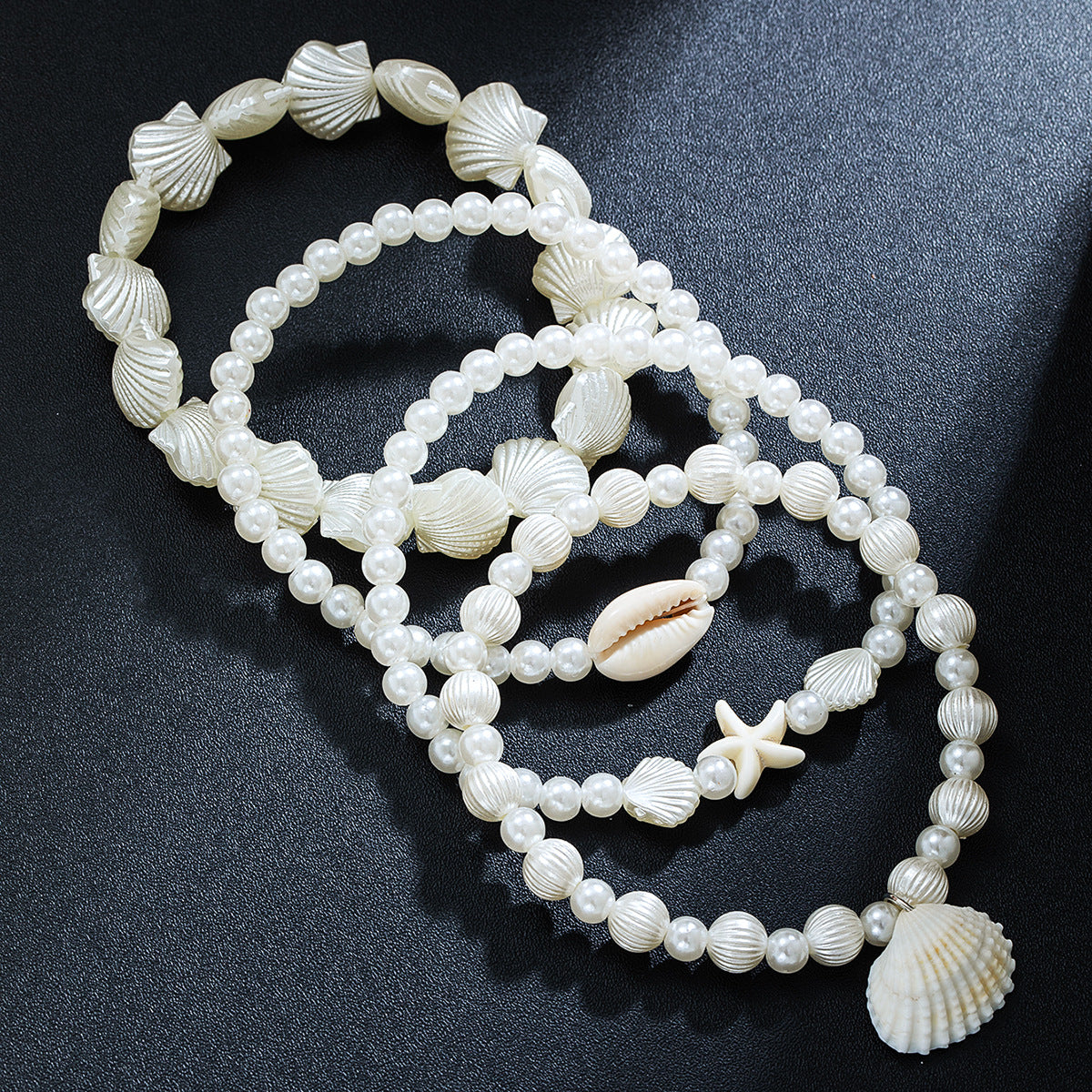 Wholesale Shell Pendant Turquoise Starfish Pearl Beaded Anklet