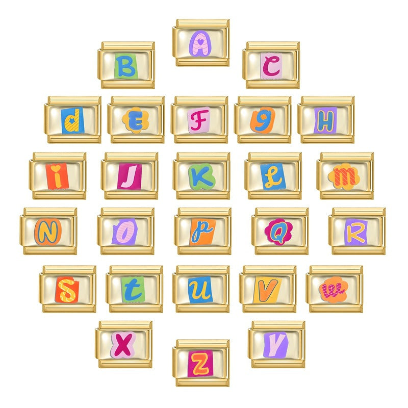 Wholesale 9mm Italian Charm Starter Bracelets DIY Letter Series Stainless Steel Composable Bracelet