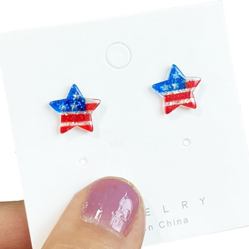 Wholesale Independence Day Small Exquisite Shiny Bright Earrings