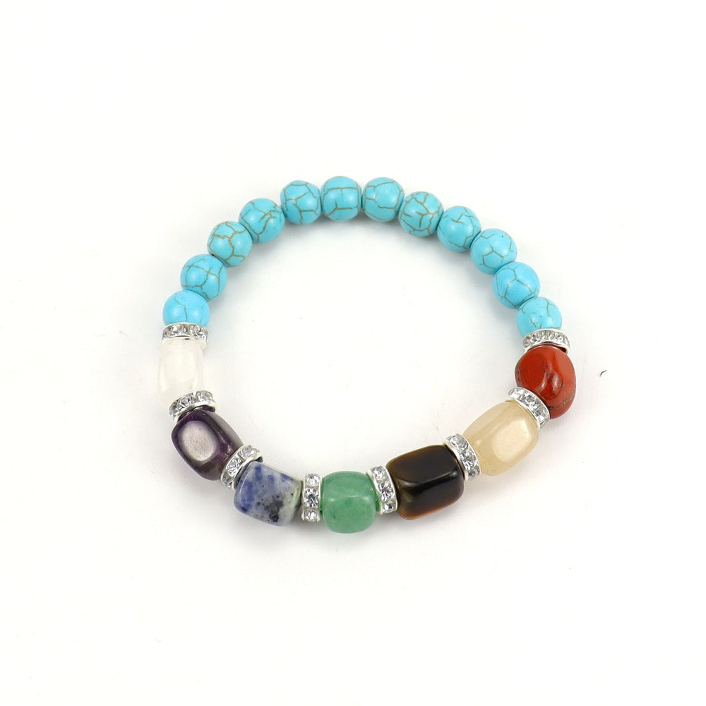 Wholesale Colorful Agate Micro-Paved Diamond Synthetic White Pine Tiger Eye Stone Pink Chalcedony Volcanic Stone Beaded Bracelet