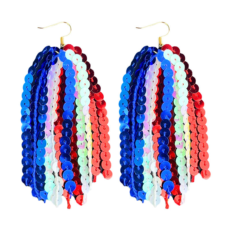 Wholesale  Independence Day  Tassel Shiny Earrings