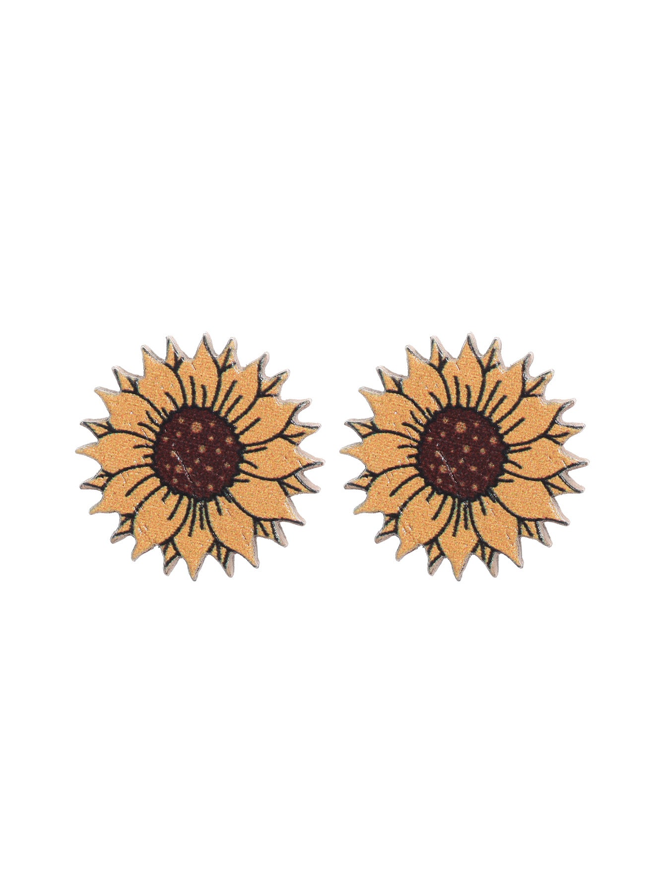 Wholesale Western Wind Sunflower Sunflower Flower Chrysanthemum Pattern Wooden Earrings