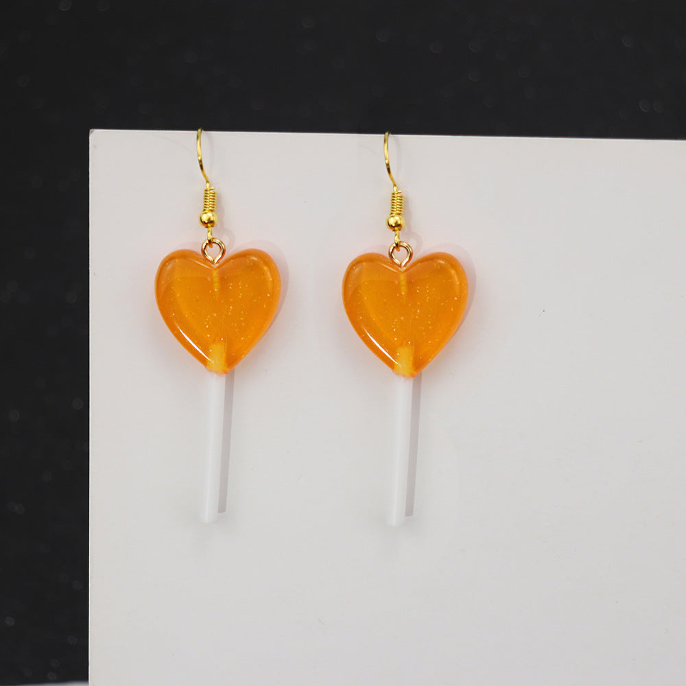 Wholesale Glitter Candy Color Love Lollipop Earrings