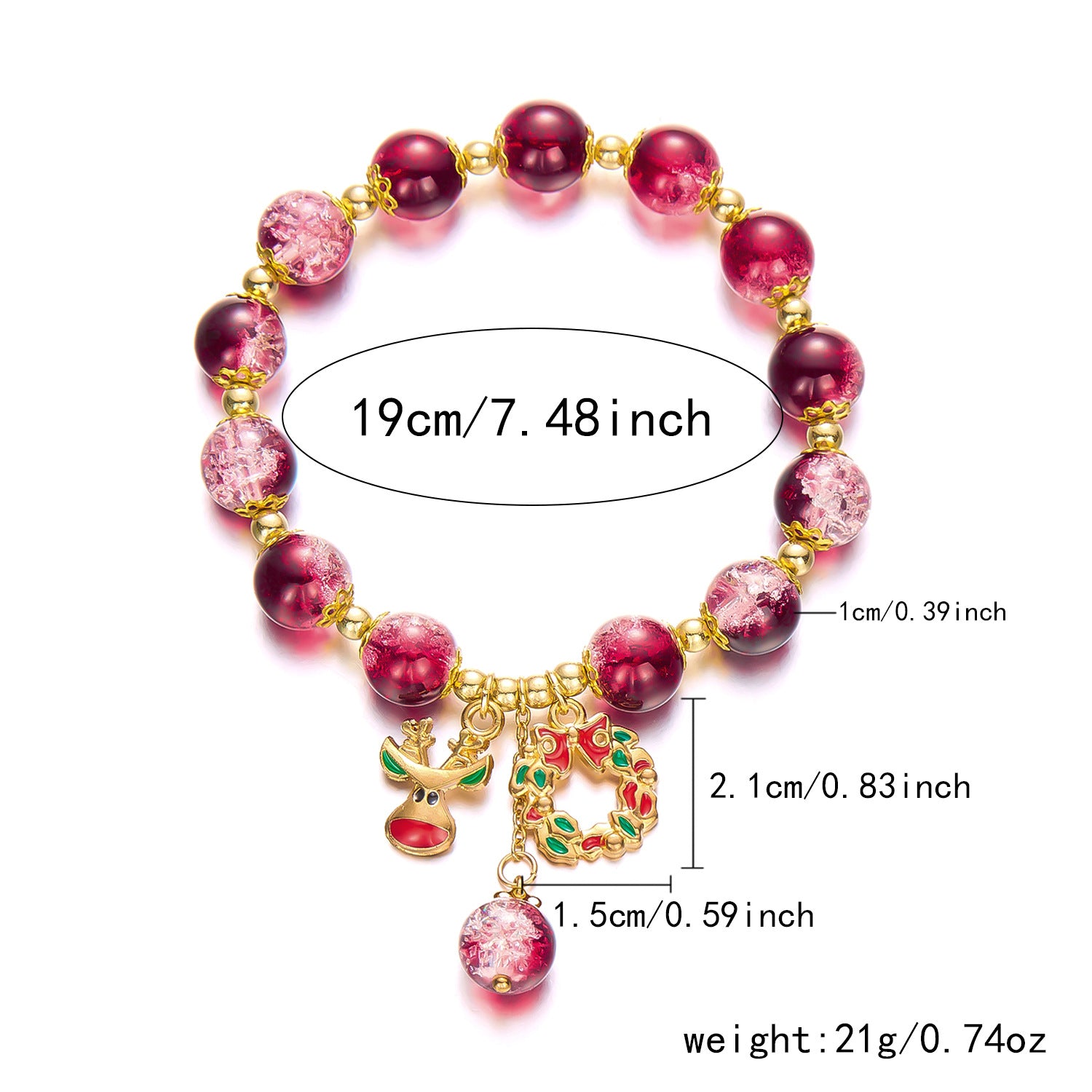 Wholesale Christmas Moon Elk Garland Beaded Bracelet