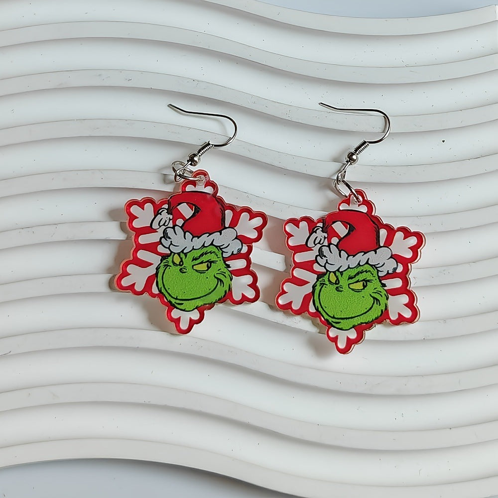 Wholesale Cute Cartoon Acrylic Grinch Christmas Earrings