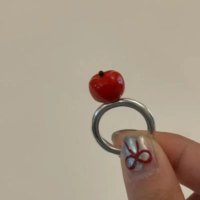 Wholesale Original " Christmas Eve"  Apple Ring Retro Cute Christmas Gift Niche Ring