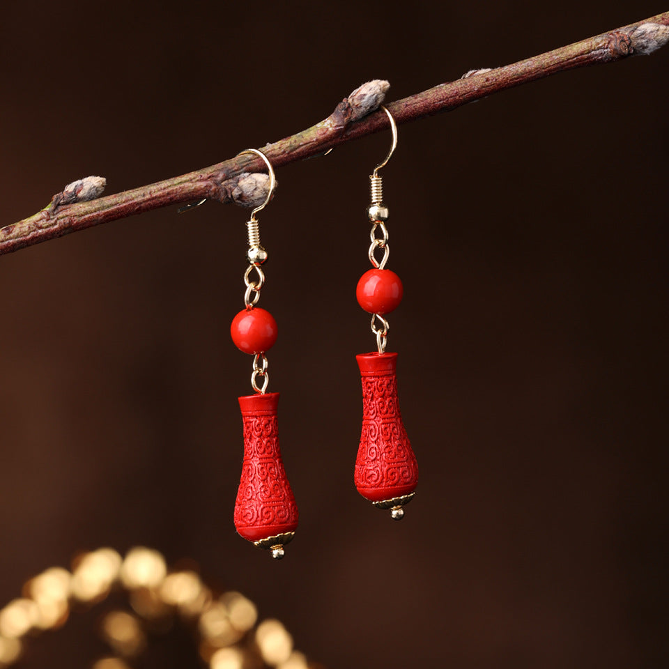 Wholesale Hanfu Retro Plum Blossom Freshwater Pearl Earrings Chic Fashion Jewelry Accessory For Boutique Resale