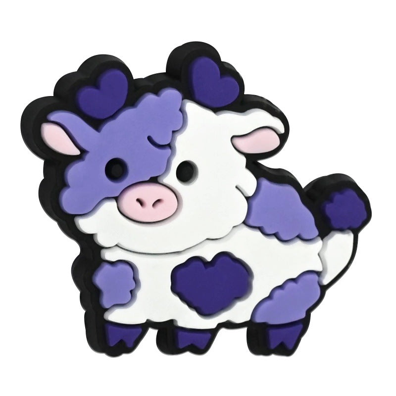 Wholesale Random 100pcs PVC Soft Rubber Colored Cow Series Focal Beads for DIY Beadable Pens