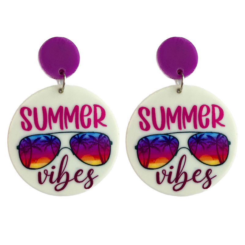 Wholesale 2 Pairs/pack Hello Summer Seaside Scenery Acrylic Earrings ACC-ES-HY015