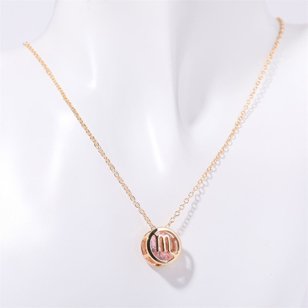 Wholesale Double-sided Hollow Twelve Zodiac Necklace ACC-NE-XuanChi003