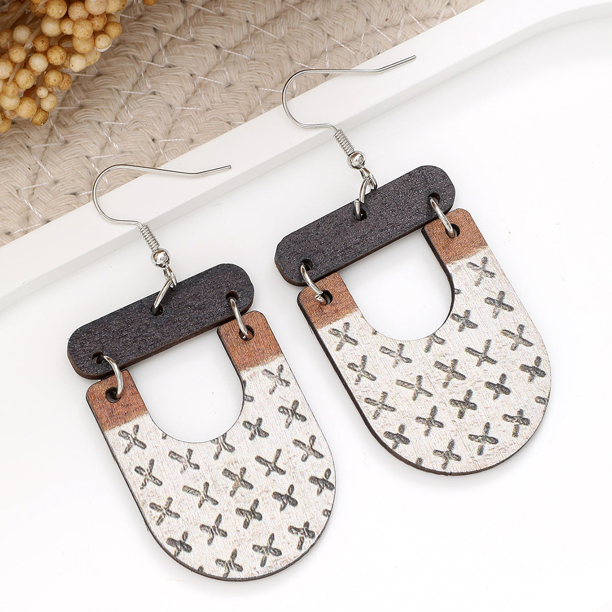 Wholesale  clay texture wooden earrings