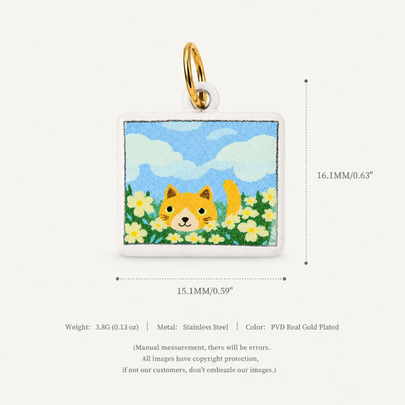 Wholesale Cute Cat Pendant Stainless Steel 18K Gold Plated DIY Jewelry Making Fashion Accessory Boutique Resale