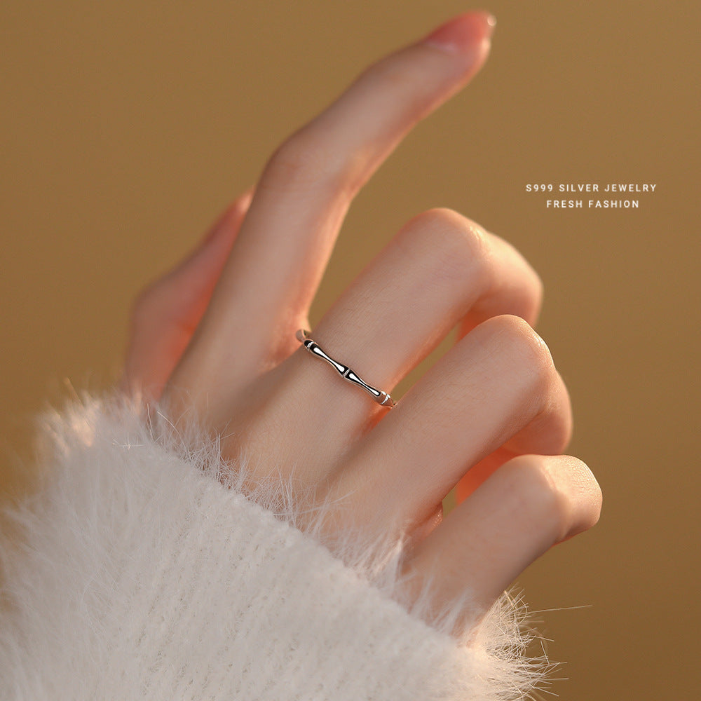 Wholesale s999 sterling silver bamboo couple ring