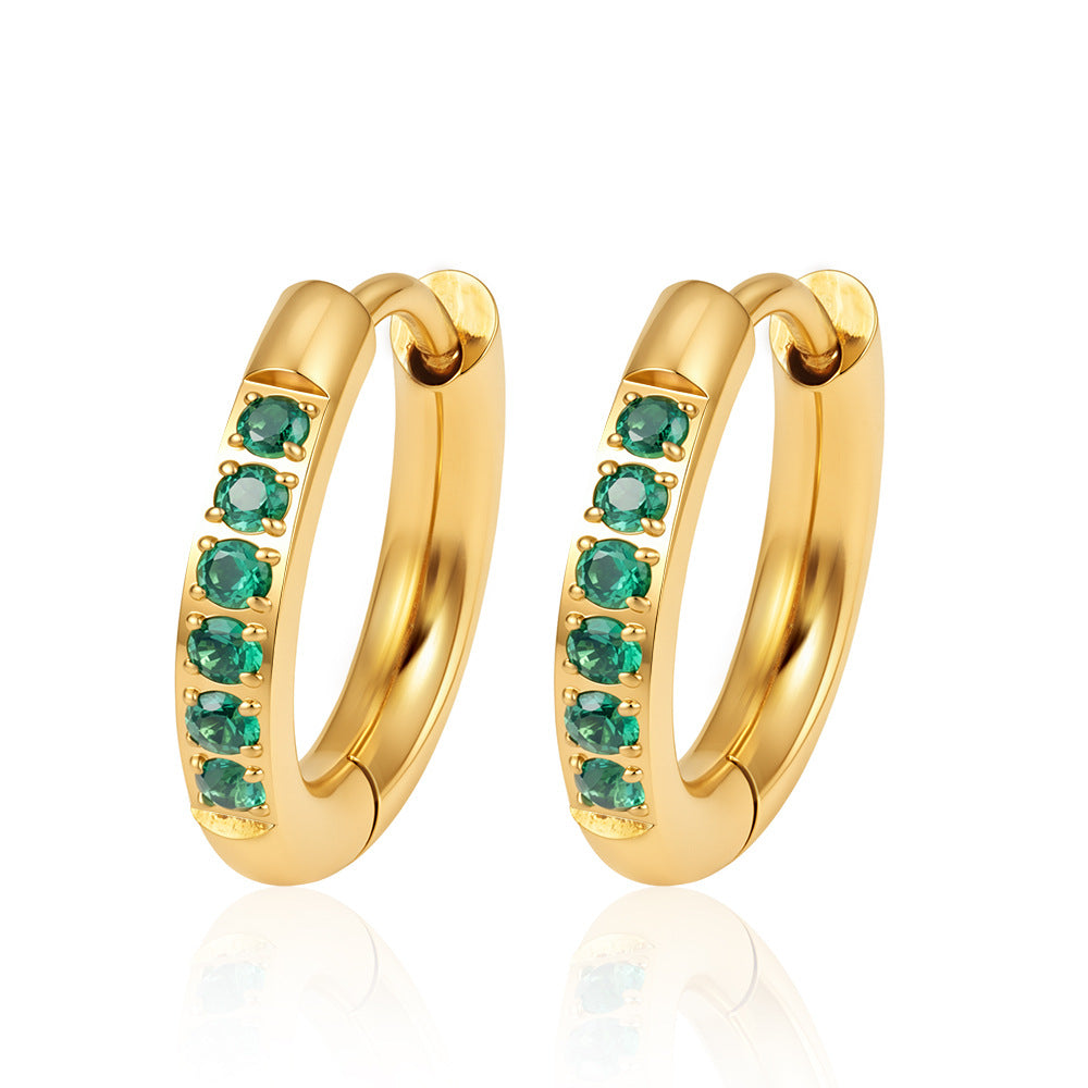 Wholesale Geometric Zircon Earrings,  Stainless Steel 18K Gold Plated,  Fashion Accessory for Women,  Boutique Resale
