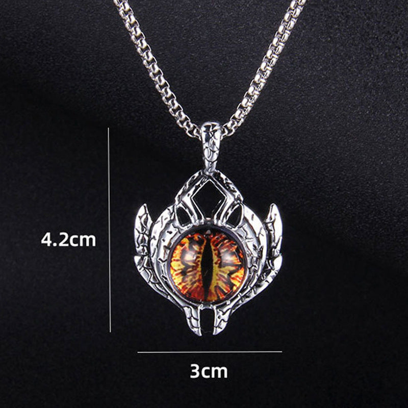 Wholesale Vintage Devil Eye Pendant Titanium Steel Necklaces ACC-NE-Hanyu014