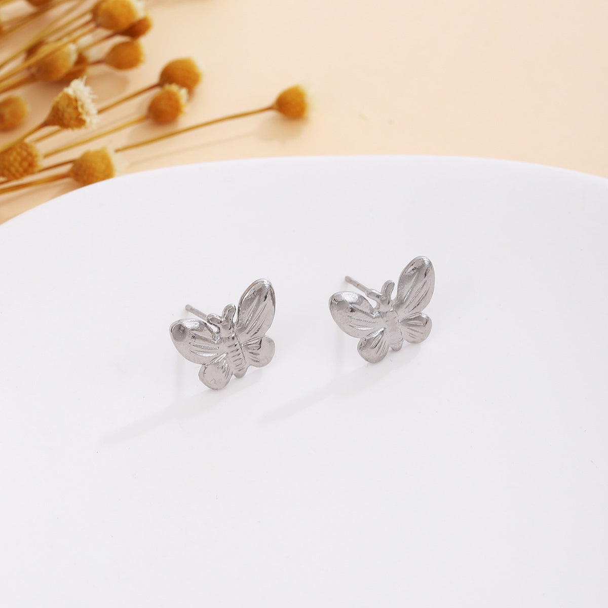 Wholesale Silver Textured Triangle Heart Earrings