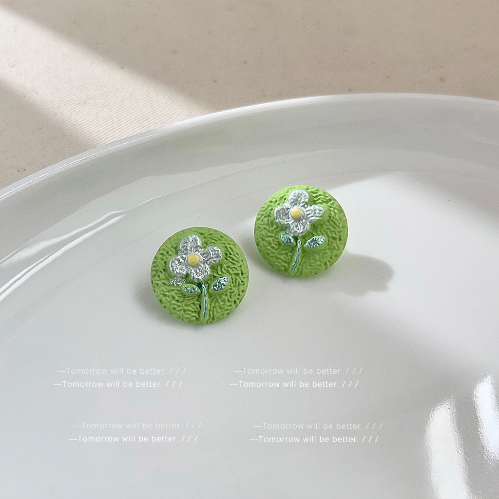 Wholesale Green Flower Earrings Tea Earrings ACC-ES-Eryu001