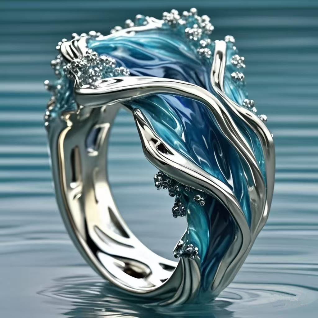 Wholesale  Ocean Series Wave Resin Ring